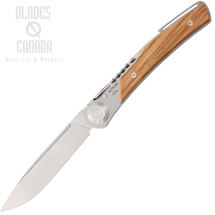 (image for) Actilam France Folding Knife, X50CrMoV15N , Olive Wood, Pocket Clip, ACTT3WC